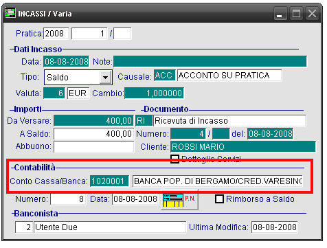 Prima Nota Incassi