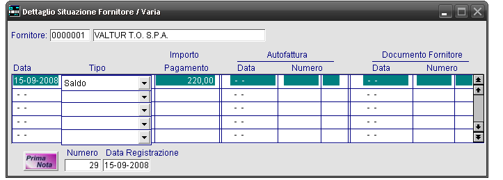 Dettaglio Pagamenti Fornitori