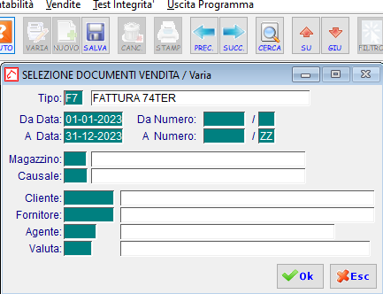 Selezione documenti di Vendita