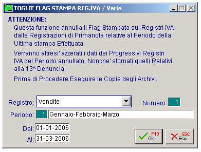 Azzera flag stampa