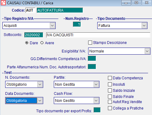 Causuali contabili AUT