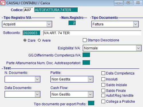 Causuali contabili AU7