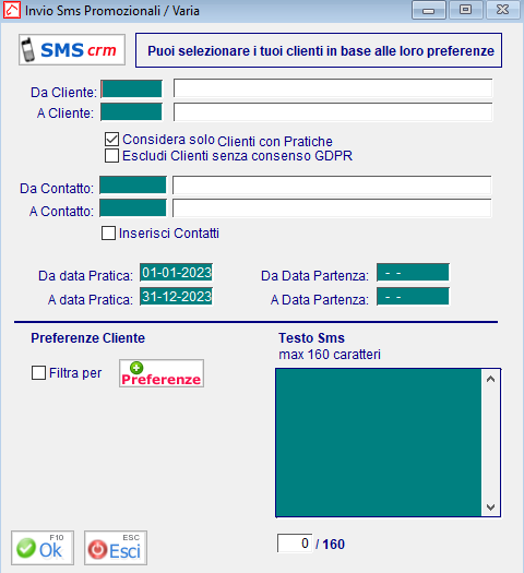Invio SMS promozionali