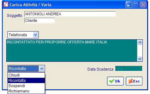 Carica Attività